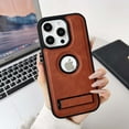 thumbnail image 1 of Designed For iPhone 15 Pro  PU Leather Phone Case,With Logo View,Invisible Kickstand,Military-Grade Shockproof Slim Fit Sturdy Anti-Scratch Heavy Duty Rugged Phone Case Cover,Brown, 1 of 7