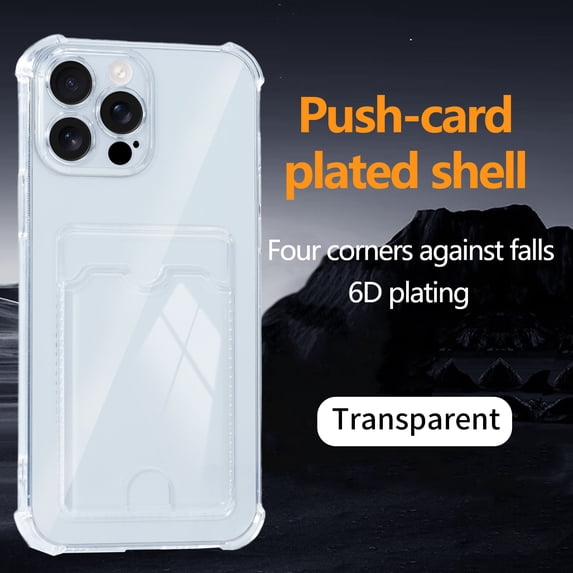 Designed for iPhone 15 Wallet Phone Case,Luxury Electroplated Bumper Design,With Card Slots,Shockproof Anti-Scratch Protective,Thin Slim Transparent Anti-fall Phone Case,Clear