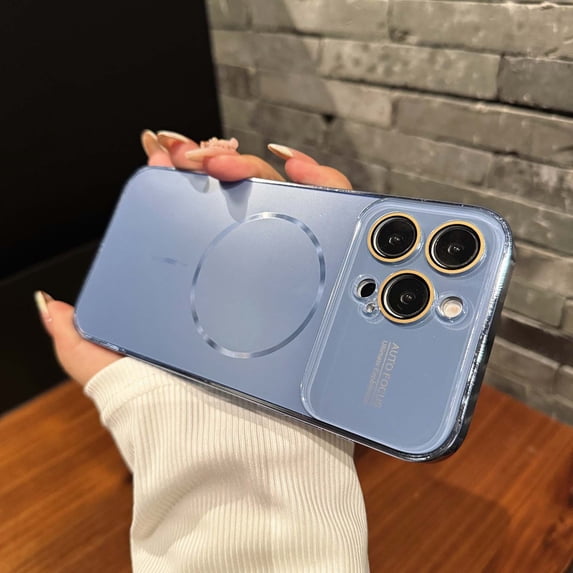 Designed for iPhone 16 Case, Luxury Magnetic Clear Slim Case for Women Men Anti-Yellowing Shockproof Compatible with MagSafe Charger, Protective Thin Case with Large Window, Blue