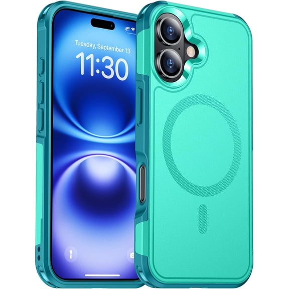 Designed for iPhone 16 Case Magnetic,[Compatible with Magsafe][Military Grade Drop Protection] Dropproof Heavy Duty Tough Rugged Shockproof Phone Case for iPhone 16 (6.1")-Green