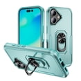 thumbnail image 1 of Designed for iPhone 16 Case, Military-Grade Drop Protection, Shockproof Phone Case Cover, Magnetic Car Mount Ring Kickstand Bumper Hard Case for iPhone 16, Green, 1 of 10