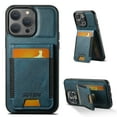 thumbnail image 1 of Designed for iPhone 16 Case, Premium PU Leather Back + TPU Frame Magnetic Closure Card Slots Back Bag Shockproof Drop Protective Kickstand Phone Case Cover for iPhone 16, Blue, 1 of 5