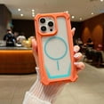 thumbnail image 1 of Designed for iPhone 16 Case, Shockproof Clear Back Cover, Anti-Scratch & Anti-Yellow PC Back + Silicone Frame, Compatible with MagSafe, Slim Lightweight Protective Phone Cover, Orangemint, 1 of 10