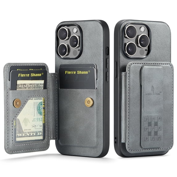 Designed for iPhone 16 Case Wallet with RFID Blocking Card Holder PU Leather Credit Card Slots Cash Pocket Phone Cases for Men Women Back Flip Magnetic Clasp Protective Cover,Gray