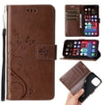 thumbnail image 1 of Designed for iPhone 16 Case, Wrist Strap Flip Kickstand PU Leather Wallet Case Cash Card Slots Holder, Protective Shockproof Pattern Women Cover for iPhone 16, Brown, 1 of 4