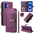 thumbnail image 1 of Designed for iPhone 16 Crossbody Wallet Phone Case, With Shoulder Strap&Wrist Strap,Flip Folio Kickstand,Card Slots,Zipper Pocket,PU Leather Magnetic Snap Shockproof Phone Case,Purple, 1 of 13