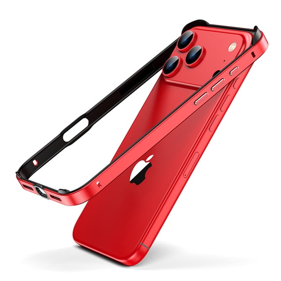 Designed for iPhone 16 Frame Phone Case,No Back,4 Corner Raised Edge Protection,Ultra Slim Shockproof Anti-fall Rugged Durable Anti-Scratch Metal Bumper Phone Case,Red
