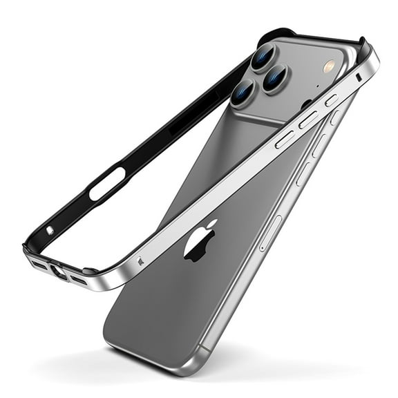 Designed for iPhone 16 Frame Phone Case,No Back,4 Corner Raised Edge Protection,Ultra Slim Shockproof Anti-fall Rugged Durable Anti-Scratch Metal Bumper Phone Case,Silver
