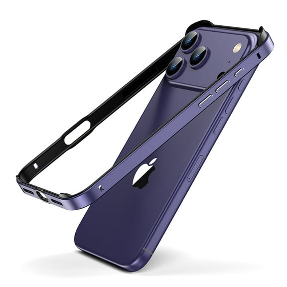Designed for iPhone 16 Frame Phone Case,No Back,4 Corner Raised Edge Protection,Ultra Slim Shockproof Anti-fall Rugged Durable Anti-Scratch Metal Bumper Phone Case,Purple