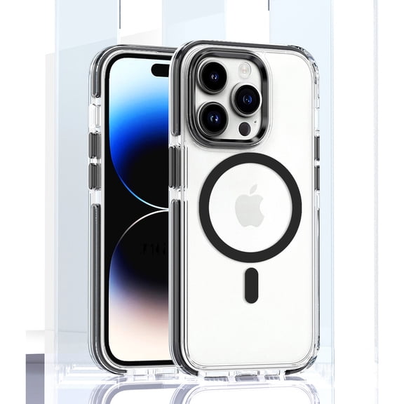 Designed for iPhone 16 Magnetic Case, [Military Grade Drop Tested] [Compatible with MagSafe] Shockproof Translucent Hard Back Hybrid Soft edge Crystal Protective Case for iPhone 16,Black