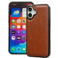 thumbnail image 1 of Designed for iPhone 16 Phone Case, Classic Lightweight PU Leather Back + TPU Frame, Shockproof Protective Anti-falling Ultra Slim Back Case for iPhone 16, Brown, 1 of 6