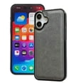thumbnail image 1 of Designed for iPhone 16 Phone Case, Classic Lightweight PU Leather Back + TPU Frame, Shockproof Protective Anti-falling Ultra Slim Back Case for iPhone 16, Gray, 1 of 6