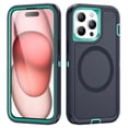thumbnail image 1 of Designed for iPhone 16 Plus Case, 3-in-1 Ultra Slim Protective Cover with Silicone+EVA+PC, Durable Shockproof Lightweight Magnetic Full Body Protection for iPhone 16 Plus, Darkblue+Cyan, 1 of 8