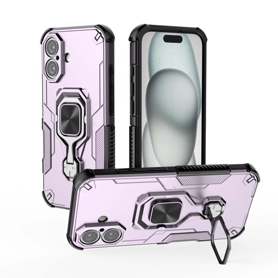 Designed for iPhone 16 Plus Case, Military-Grade Protection, Protective Phone Case, with 360 Metal Ring Holder Kickstand, Shockproof Bumper Hybrid Women Men Case for iPhone 16 Plus, Purple