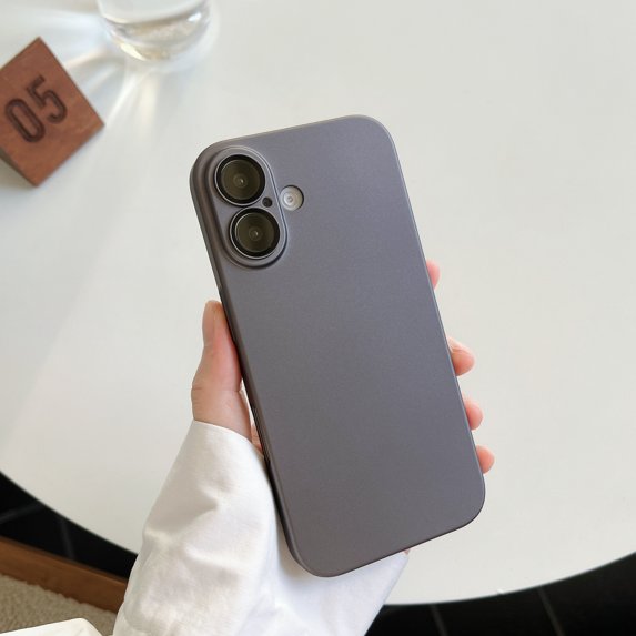 Designed for iPhone 16 Plus Case, Ultra Thin Case with Camera Lens Protector, Matte Back Hard PC Cases Skin Friendly Smoothly Anti-Scratch Anti-Fingerprint for iPhone 16 Plus Cover, Gray