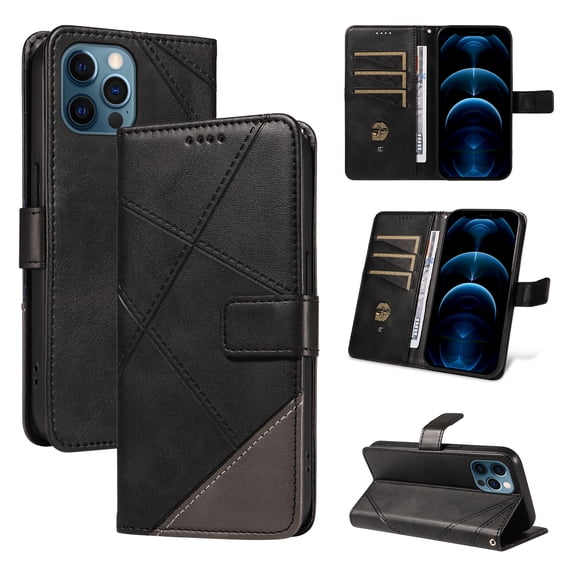 Designed for iPhone 16 Plus Case Wallet, Men Women Flip Folio Cover with PU Leather Stand Credit Card Holders Slots Wrist Strap Magnetic Clasp Phone Case for iPhone 16 Plus, Black