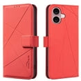 thumbnail image 1 of Designed for iPhone 16 Plus Flip Case, RFID Blocking, Card Holder Wallet, Vegan PU Leather, Adjustable Stand Cell Phone Case, for Women & Men, Magnetic Clasp, for iPhone 16 Plus, Red, 1 of 7