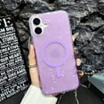 thumbnail image 1 of Designed for iPhone 16 Plus Magnetic Case Compatible with MagSafe for Women Girls Slim Lightweight Sparkle Glitter Shell Pattern Shockproof Protective Phone Case for iPhone 16 Plus, Purple, 1 of 8