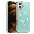thumbnail image 1 of Designed for iPhone 16 Plus Magnetic Phone Case,Compatible with Mag-Safe,Anti-Scratch PU Leather Bumper,Shockproof Elegant Electroplated Rugged Ultra Slim Thin Phone Case,Green, 1 of 7