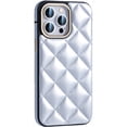 thumbnail image 1 of Designed for iPhone 16 Plus Phone Case,Anti-Scratch PU Leather + TPU Shockproof Protective,Fashion Diamond-shaped Back,Lightweight Non-Slip Anti-fall Ultra Slim Durable Phone Case,Silver, 1 of 12