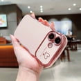 thumbnail image 1 of Designed For iPhone 16 Plus Phone Case,Cute Curly Wave Frame with Luxury Plating Love Heart Pattern For Women Girls,Soft TPU Shockproof Raised Lens Protection Phone Case,Pink, 1 of 8