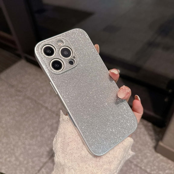 Designed for iPhone 16 Plus Phone Case,Cute Luxury Full Glitter Back Designing,Soft TPU Border PC Cover Shockproof Anti-Scratch Protective Rugged Ultra Slim Thin Fit Phone Case,Silver