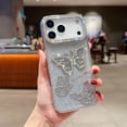 thumbnail image 1 of Designed for iPhone 16 Plus Phone Case,Luxury Diamond Butterfly Design,Cute Gradient Glitter Bling Diamond Rhinestone Sparkly Cover,Shockproof Anti-Scratch Electroplated Phone Case,Silver, 1 of 6