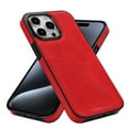 thumbnail image 1 of Designed for iPhone 16 Plus Premium Lychee Texture PU Leather + TPU Back Case with 2 Card Slots, Stylish Shockproof Cushions Anti-Drop Protective Thin Fit Case for iPhone 16 Plus, Red, 1 of 6