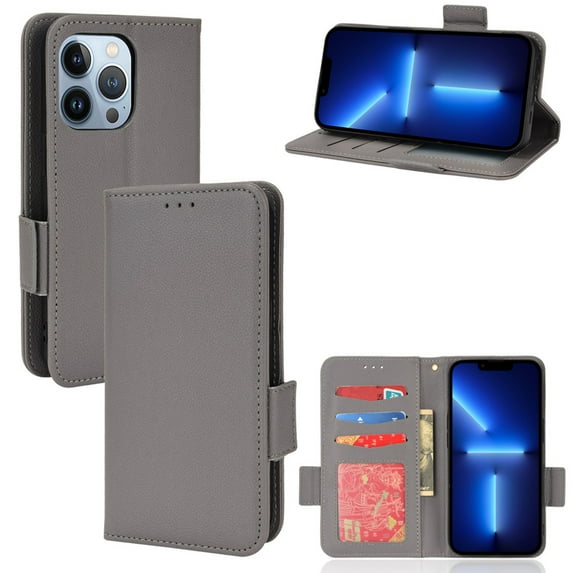 Designed for iPhone 16 Pro Case, Luxury PU Leather Wallet Phone Case with Card Holder Flip Kickstand Drop Protection Phone Case Cover for iPhone 16 Pro 6.7 inch - Gray