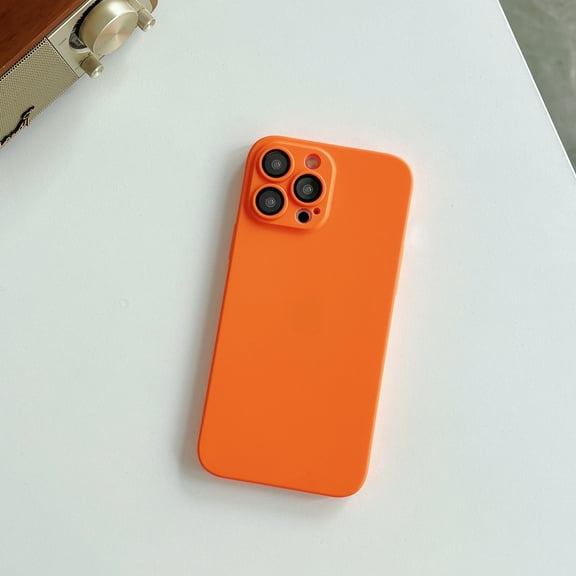 Designed for iPhone 16 Pro Case, Ultra Thin Case with Camera Lens Protector, Matte Back Hard PC Cases Skin Friendly Smoothly Anti-Scratch Anti-Fingerprint for iPhone 16 Pro Cover, Orange