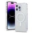thumbnail image 1 of Designed for iPhone 16 Pro Magnetic Case Compatible with MagSafe for Women Girls Slim Lightweight Sparkle Glitter Shell Pattern Shockproof Protective Phone Case for iPhone 16 Pro, White, 1 of 10