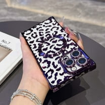Designed for iPhone 16 Pro Magnetic Phone Case,Luxury Leopard Cheetah Pattern Plating Frame Design,Built-in Lens Film,Compatible with Mag-Safe,Shockproof Transparent Phone Case,Darkpurple