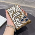 thumbnail image 1 of Designed for iPhone 16 Pro Magnetic Phone Case,Luxury Leopard Cheetah Pattern Plating Frame Design,Built-in Lens Film,Compatible with Mag-Safe,Shockproof Transparent Phone Case,Gold, 1 of 12