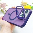 thumbnail image 1 of Designed For iPhone 16 Pro Magnetic Phone Case,With Contractile Lens Ring Kickstand,Fit for Mag-Safe,Shockproof Ultra Slim Frosted Translucent Rugged SkinFeel Phone Case,Darkpurple, 1 of 10