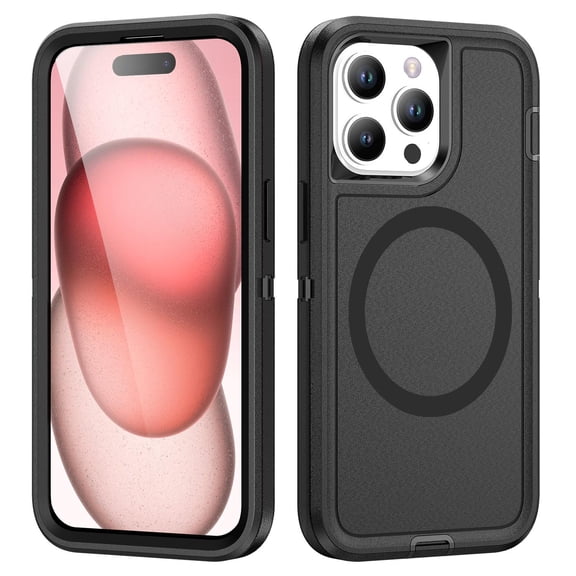 Designed for iPhone 16 Pro Max Case, 3-in-1 Ultra Slim Protective Cover with Silicone+EVA+PC, Durable Shockproof Lightweight Magnetic Full Body Protection for iPhone 16 Pro Max, Black
