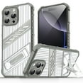 thumbnail image 1 of Designed for iPhone 16 Pro Max Case with Stand, Mil-Grade Drop Protection Adjustable Kickstand Ultra Slim Shockproof Hard PC Soft TPU Clear Portable Phone Case Cover for iPhone 16 Pro Max, Gray, 1 of 8