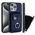 thumbnail image 1 of Designed for iPhone 16 Pro Max Case Wallet Credit Card Holder with Rotation Finger Ring Kickstand, Hidden Pocket Anti-Scratch PU Leather Shockproof Protective Cover for iPhone 16 Pro Max, Blue, 1 of 6