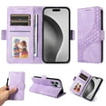 thumbnail image 1 of Designed for iPhone 16 Pro Max Case Wallet, Flip Folio Cover with Embossed PU Leather Stand Credit Card Holders Slots Wrist Strap Full Body Protection Phone Case for iPhone 16 Pro Max - Purple, 1 of 13