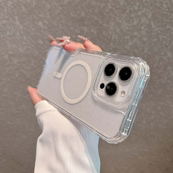 Designed for iPhone 16 Pro Max Magnetic Clear Phone Case,Clear Crystal Glitter,Compatible with Mag-Safe,3-in-1 Heavy Duty Shockproof Sparkly Cute Women Girl Protective Phone Case,Clear