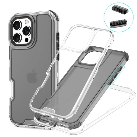 Designed for iPhone 16 Pro Max Phone Case,3-in-1 Heavy Duty,Military-Grade Protection,Shockproof Anti-fall Tough Non-Slip Rugged Anti-Scratch Translucent Phone Case For iPhone 16 Pro Max,Black