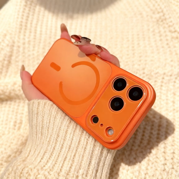 Designed For iPhone 16 Pro Max Phone Case,[Compatible with Mag-safe],[Full Camera Protection],Glossy Shockproof Ultra Slim Rugged Anti-fall Drop Protection,Durable Thin Fit Phone Case,Orange