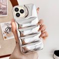 thumbnail image 1 of Designed for iPhone 16 Pro Max Puffer Phone Case, Anti-Scratch Trendy Down Jacket Soft Touch Puffer Slim Cover for iPhone 16 Pro Max Women Men Girls, Shockproof Protective Slim Glossy Case, Silver, 1 of 9