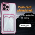 thumbnail image 1 of Designed for iPhone 16 Pro Max Wallet Phone Case,Luxury Electroplated Bumper Design,With Card Slots,Shockproof Anti-Scratch Protective,Thin Slim Transparent Anti-fall Phone Case,Pink, 1 of 8
