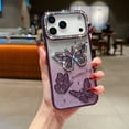 thumbnail image 1 of Designed for iPhone 16 Pro Phone Case,Luxury Diamond Butterfly Design,Cute Gradient Glitter Bling Diamond Rhinestone Sparkly Cover,Shockproof Anti-Scratch Electroplated Phone Case,Purple, 1 of 6