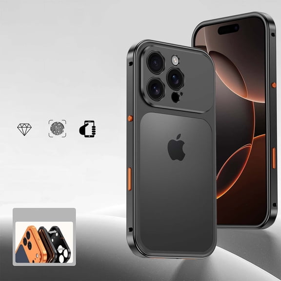 Designed For iPhone 16 Pro Phone Case,With Camera Protection,NO Back Heat Dissipation,With Frame Snap-on Switch,Ultra Slim Shockproof Drop Protection Rugged Metal Phone Case,Black