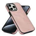 thumbnail image 1 of Designed for iPhone 16 Pro Premium Lychee Texture PU Leather + TPU Back Case with 2 Card Slots, Stylish Shockproof Cushions Anti-Drop Protective Thin Fit Case for iPhone 16 Pro, Rosegold, 1 of 6