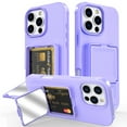 thumbnail image 1 of Designed for iPhone 16 Pro Wallet Phone Case,Built-in Mirror,With Card Holder(Hold 4-5 Cards and Folding Money),Heavy Duty Shockproof Military Grade Protection Rugged Phone Case,Purple, 1 of 7