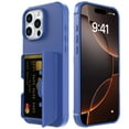 thumbnail image 1 of Designed for iPhone 16 Pro Wallet Phone Case,With Card Holder(Store 4-5 Cards),For Women Men,Flip Kickstand,With Mirror,Shockproof Heavy Duty Rugged Large Storage Phone Case,Blue, 1 of 7