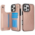 thumbnail image 1 of Designed for iPhone 16 Pro Wallet Phone Case,With Card Slots,PU Leather Back Folio Flip Kickstand,Double Magnetic Clasp and Durable Shockproof Rugged Anti-fall Phone Case,Rosegold, 1 of 11