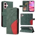 thumbnail image 1 of Designed for iPhone 16 Wallet Case, [RFID Blocking] PU Leather Folio Kickstand [TPU Protective Interior Case], Magnetic Closure Card Slot with Hand Strap Shockproof Phone Cover,Green, 1 of 8